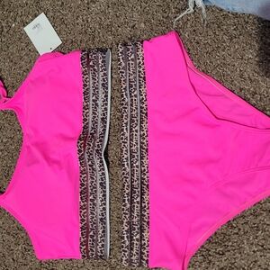 Neon Pink Leopard Trim Bikini Set